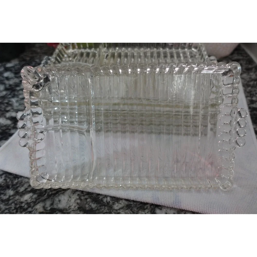 Vintage Hazel Atlas Glass‎ Snack Tray: 5-Compartment Relish Dish